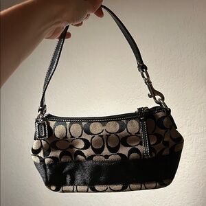 Coach Black and Cream Signature Shoulder Bag